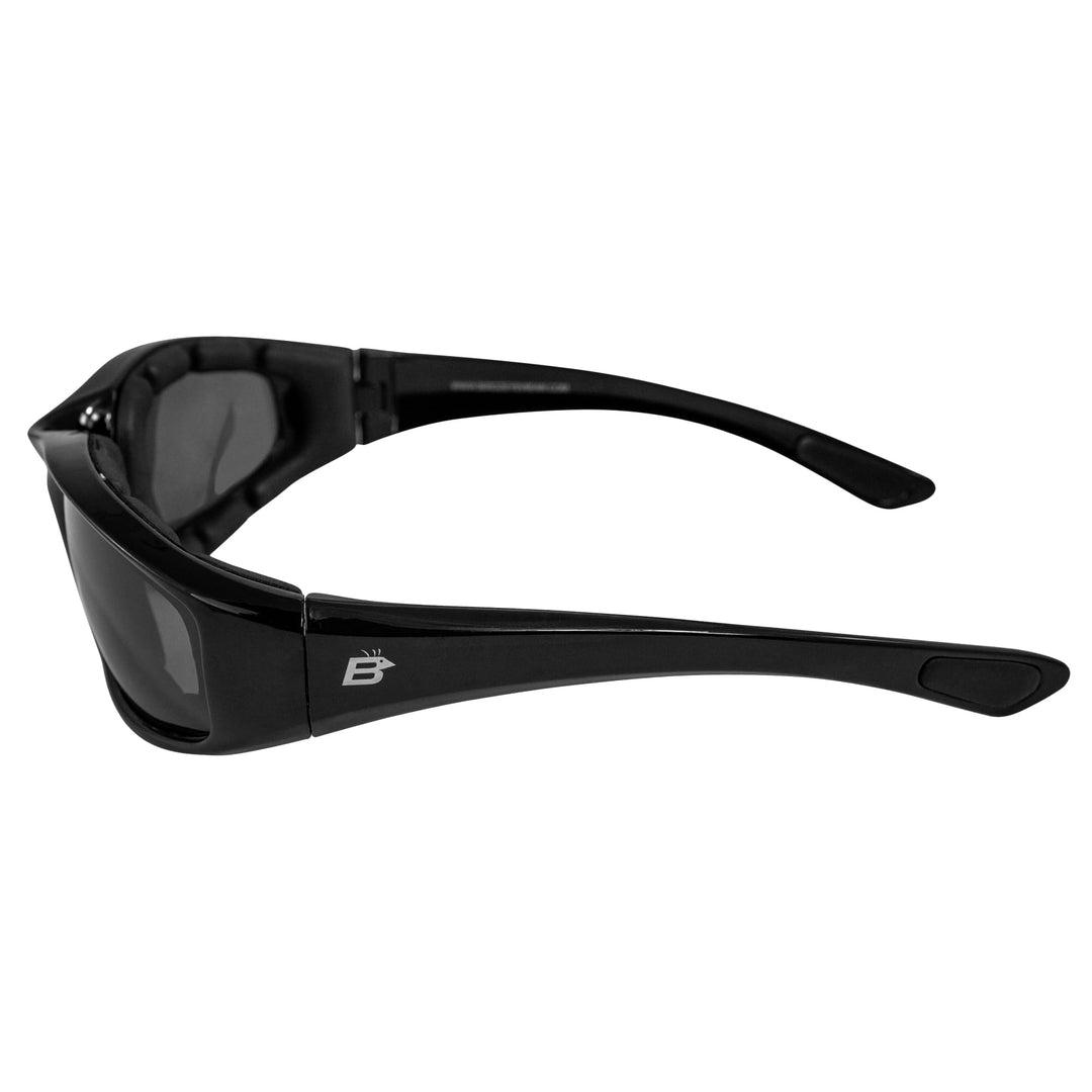 Eyewear Oriole Padded Motorcycle Glasses (Black Frame/Polarized Smoke Lens)