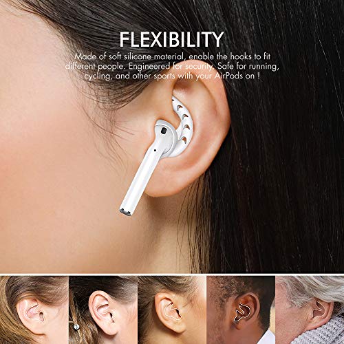 AhaStyle 3 Pairs AirPods Ear Hooks Cover Silicone Accessories Compatible with Apple AirPods and EarPods Headphones(Milk White)