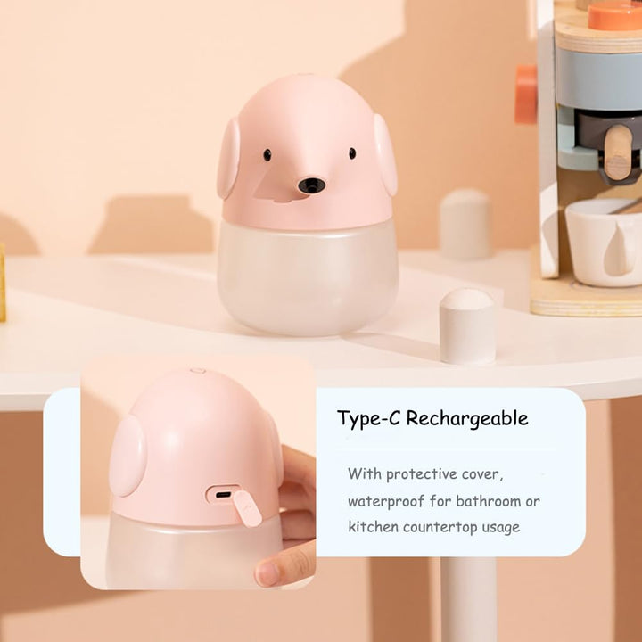 Automatic Soap Dispenser - Cute Penguin Touchless Foaming Hand Soap Dispenser, Waterproof &amp; USB Rechargeable, 13.5oz/ 400ml for Bathroom Countertop, Kitchen, Preschool Children, Pink