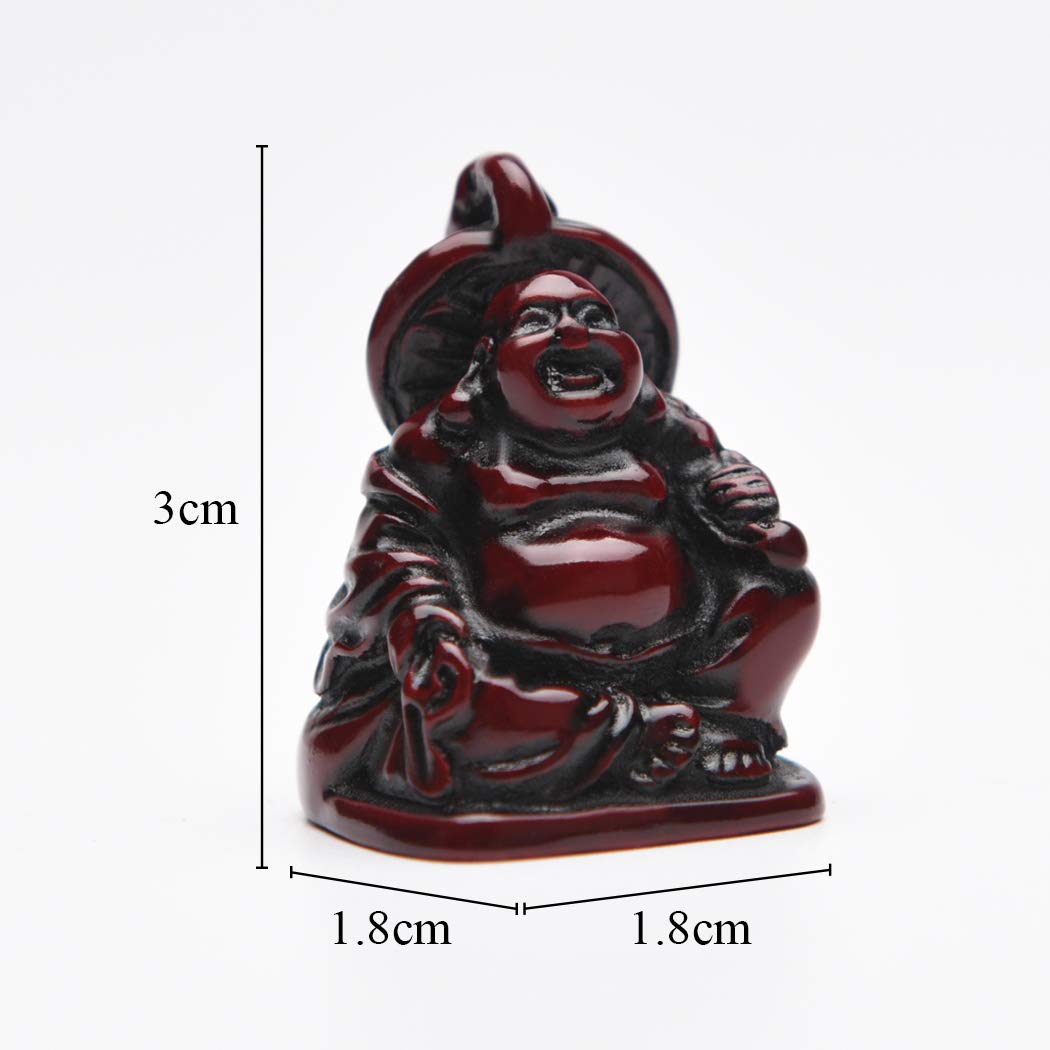 BRABUD 1&#39;&#39; Red Resin Laughing Buddha Maitreya Figurines Collection Gift Home Office Desk Decor Flower Pot Statue Decoration Set of 6
