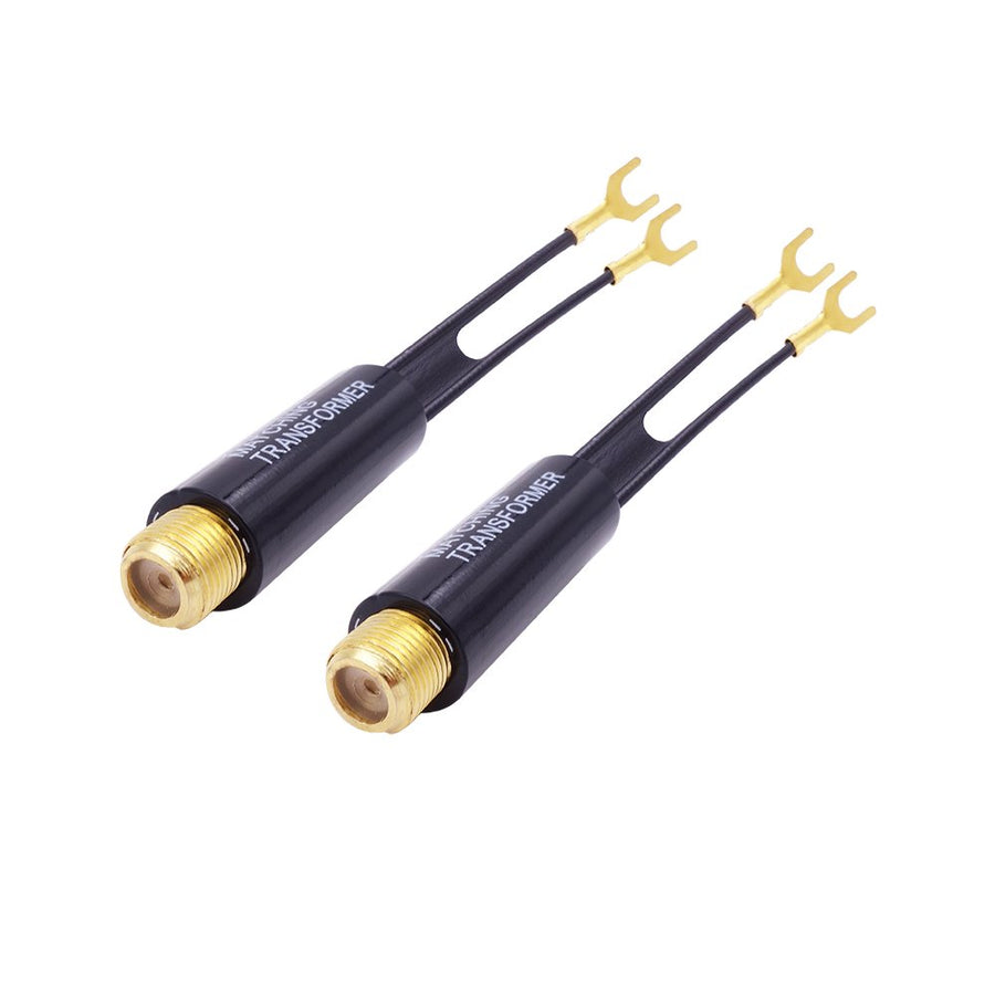 2 Pack Gold Plated 75 Ohm to 300 Ohm UHF/VHF/FM Matching Transformer Converter Adapter with F Type Female Coax Coaxial Connector Plug Jack for Cable Wire Antenna TV