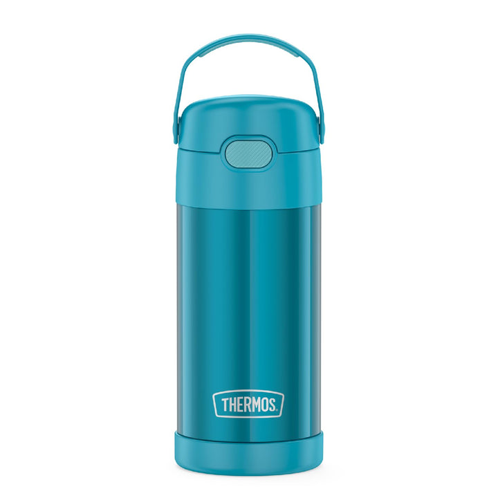 FUNTAINER Water Bottle with Straw - 12 Ounce, Teal - Kids Stainless Steel Vacuum Insulated Water Bottle with Lid