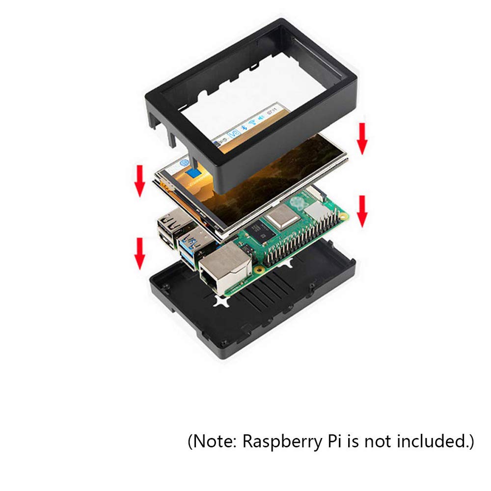 3.5inch TFT Touch Screen Module 50Hz 320x480 Resolution LCD Display with Touch Pen ABS Case and Cooling Fan Compatible with Raspberry 4B Pi4