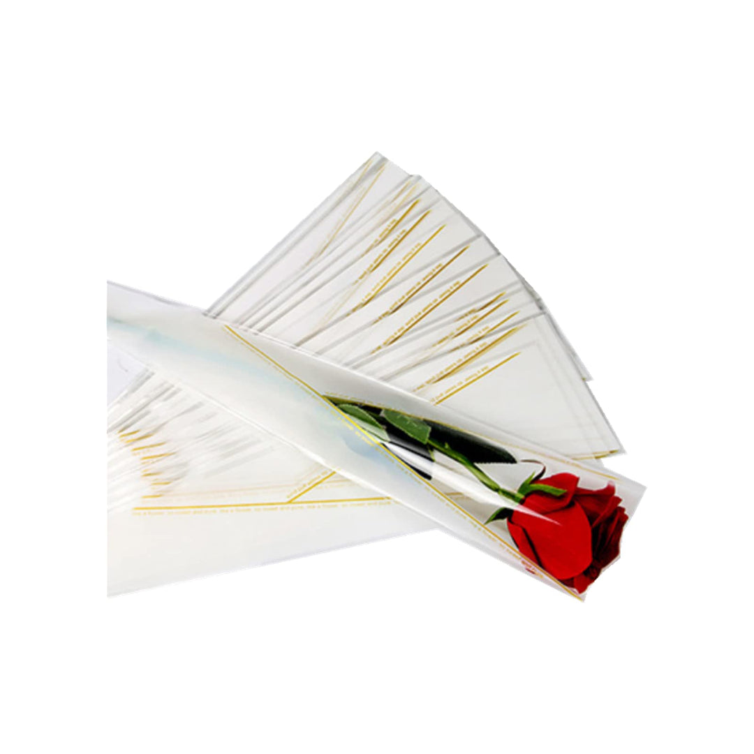 Rikyo 100 Counts White Single Floral Packaging Bag,Sing