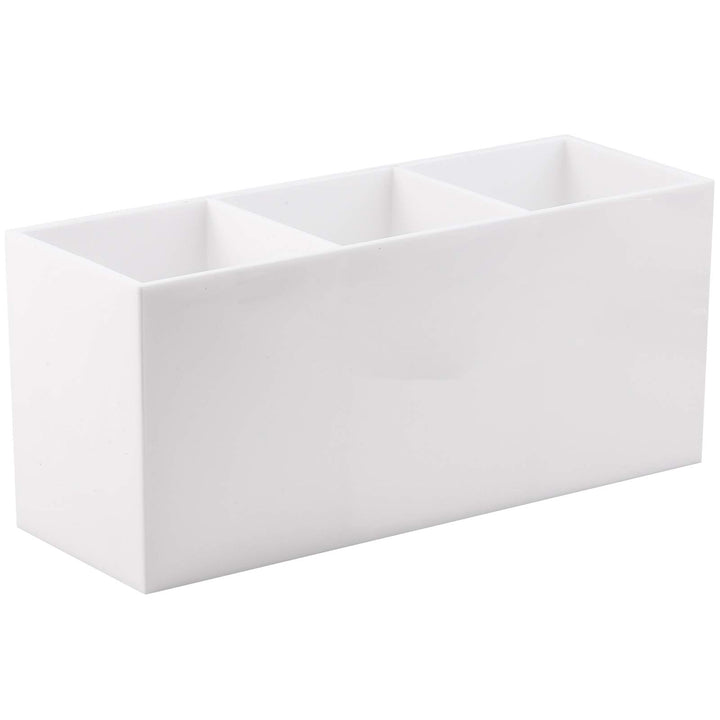 Makeup Brush Holder Organizer Cosmetic Brushes Container Storage 3 Slots - Great for Vanity (White)
