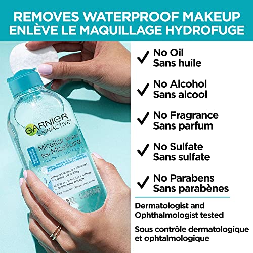 SkinActive Micellar Cleansing Water, For Waterproof Makeup, 3.4 Fl Oz