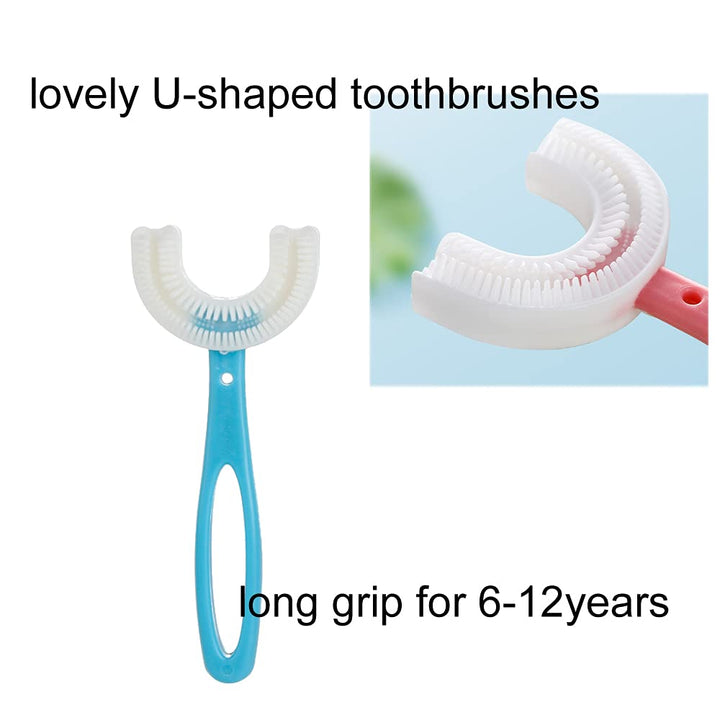 2 Packs U-Shaped Kids Toothbrush, Soft Manual Training 
