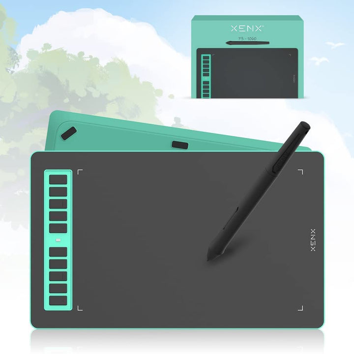 P3 MacOS and Android Supported Graphic Drawing Tablet P3-1060 10x6 inch with 10 Shortcut Keys, 8192 Pressure Levels Battery-Free Pen for Digital Art, Design, E-learning/Online Classes, OSU Gaming