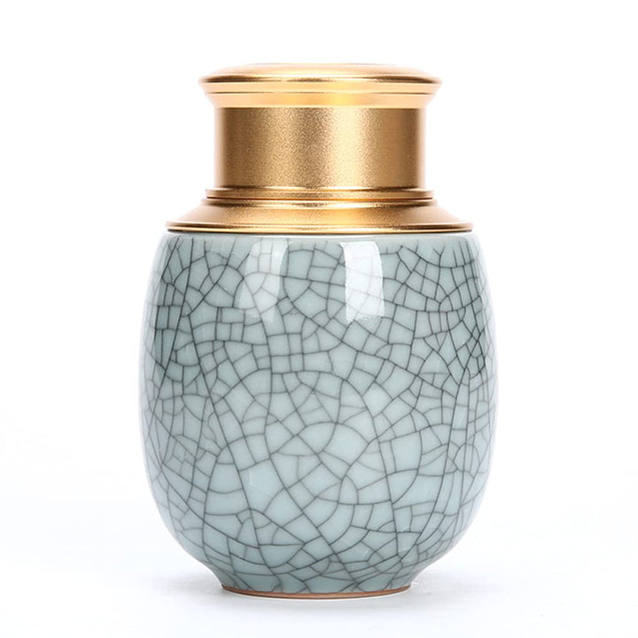 Small Cremation Keepsake Urns for Human Ashes or Pet Ashes Ceramic Cracked Glaze Mini Decorative Urns (Moon Blue-M)