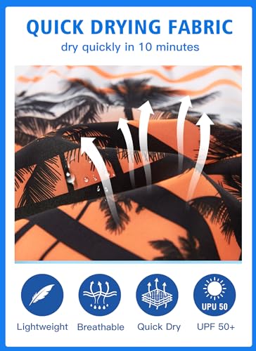 Men&#39;s Swim Trunks Quick Dry Bathing Suit 9 Big &amp; Tall Palm Swimsuit #1525 Orange L