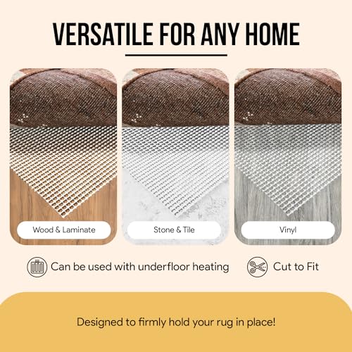 Non Slip Area Rug Gripper 5x7 Feet, Rug Gripper for Hardwood Floors, Laminate, Vinyl, Stone &amp; Tile, Anti Slip Area Rug Pad for Under Rugs