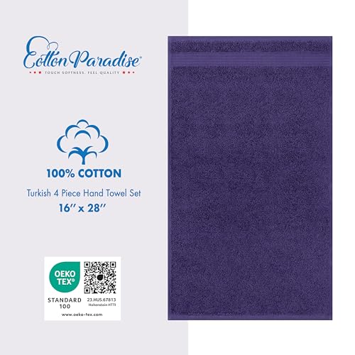Hand Towels for Bathroom, 100% Cotton Turkish 4 Piece Hand Towel Set, Soft Absorbent Face Towels Clearance Set, Purple Hand Towels