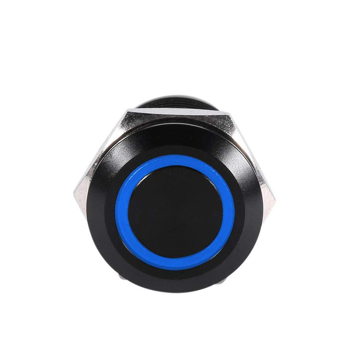 12V LED Power Switch Push Button Switch, 12mm Waterproof Metal Momentary Type Self-resetting Push Button Switch(Blue LED Light)
