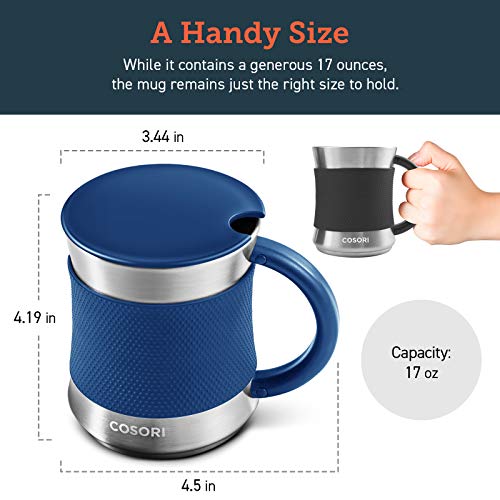 COSORI Coffee Mug with Lids Set of 2, Stainless Steel C