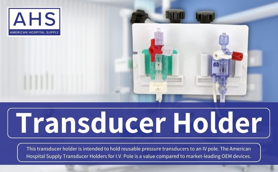 AHS American Hospital Supply Transducer Holder for IV Pole | Holds 3 Transducers (Universal Compatibility - Fits Most Transducers)