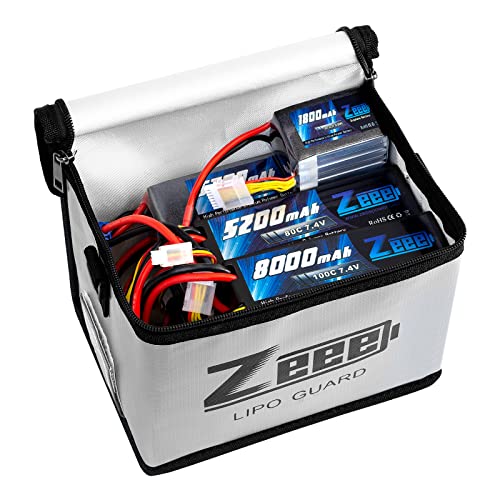 Fireproof Explosionproof Large Capacity Battery Storage Guard Pouch for Lipo Charge &amp; Storage (8.46 x 6.5 x 5.71 in)