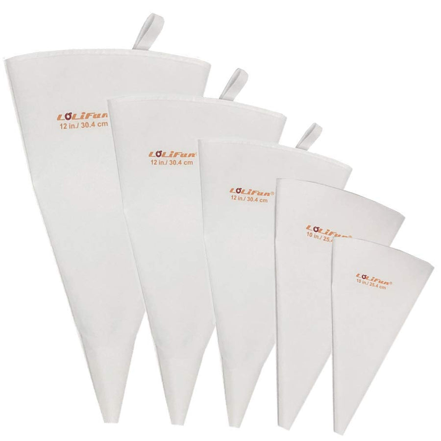 Pastry Bags Set 5 Pack of Cake Decorating Bags Icing Piping Bags Reusable for Multiple Sizes(8in 10in 12in 14in 16in)-Lolifun