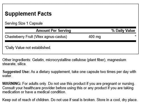 Chasteberry Fruit - Herbal Supplement Promoting Women&#39;s Health &amp; Menopausal &amp; Menstrual Support - May Support Balance &amp; Skin Health - (120 Capsules, 400mg Each)