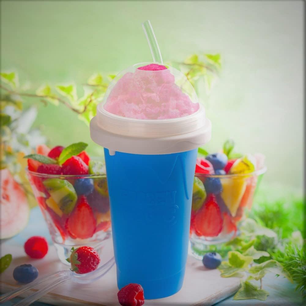 DIY New Magics Icee blue Cup, Travel Portable Double Layer for Ice Cream,Smoothie MilkShakes Summer Cooler Smoothie Silicon Cup Squeeze Pinch into Ice,all ages fun, Adult Tik Tok