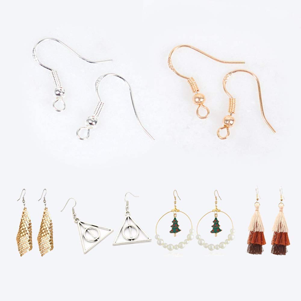 PASNOWFU 925 Sterling Silver Gold Earring Hooks 40 PCS,