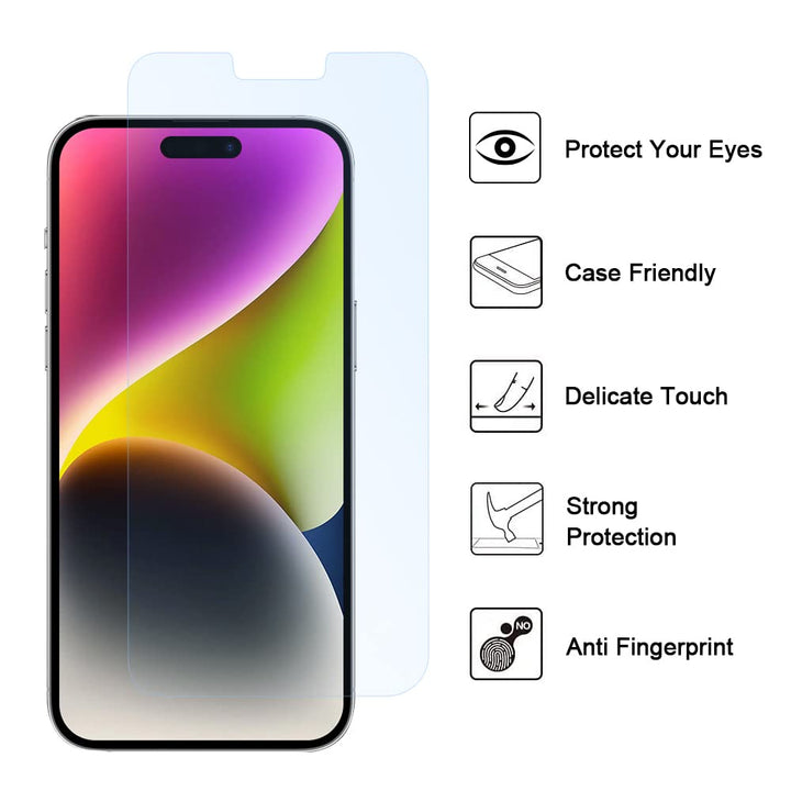 [2 Pack] Anti-Blue Light Screen Protector for iPhone 14 Pro Max (6.7), Anti-Blue Ray Tempered Glass Blue-light Blocking Screen Film