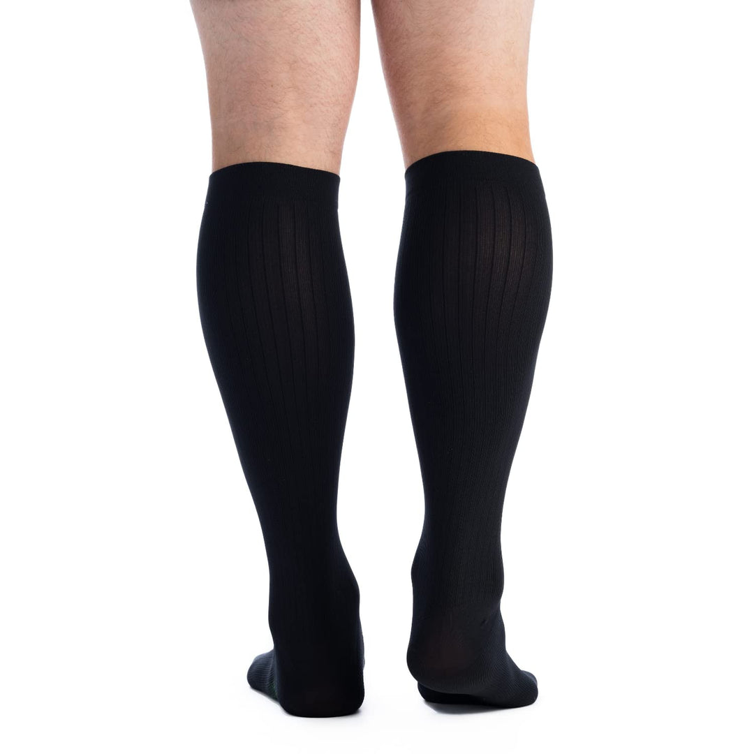 Men&#39;s USA Made Graduated Compression Socks 20-30 mmHg Firm Pressure Medical Quality Knee High Orthopedic Support Stockings Hose - Best Comfort Fit, Circulation, Travel (Large, Black)