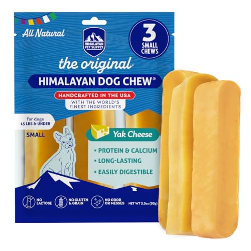 Original Yak Cheese Dog Chew, 3 Small Sticks, 1.1 oz, Gluten Free, Healthy Dog Treats, Grain & Lactose Free 100% Natural, Long Lasting Dog Chews for Dogs Under 15 lbs