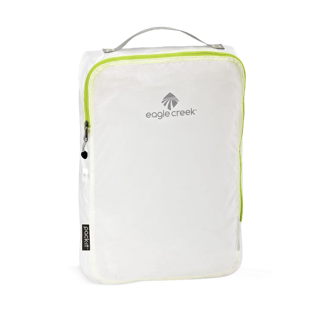 Eagle Creek Pack-It Specter Compression Packing Cubes for Travel S/M - 2 Durable, Lightweight, Water-Resistant Ripstop Fabric Suitcase Organizer Bags, White/Strobe