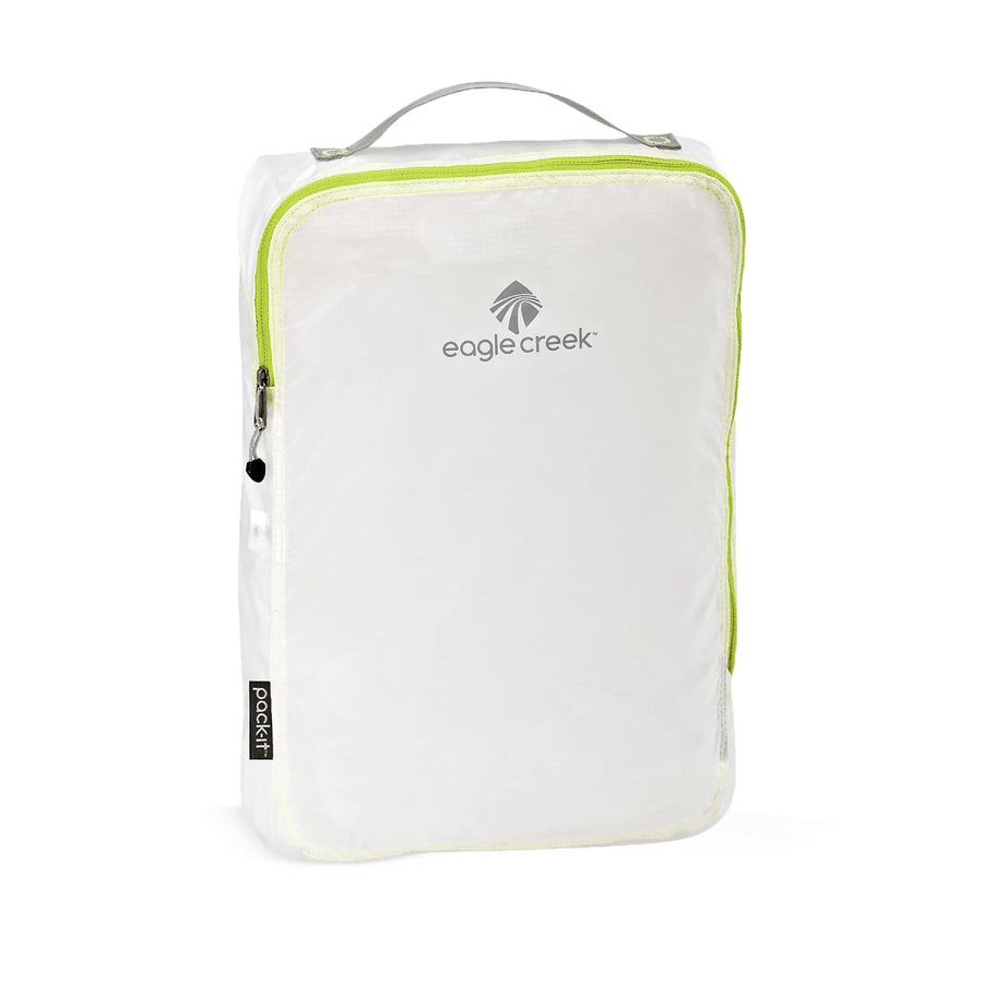 Eagle Creek Pack-It Specter Compression Packing Cubes for Travel S/M - 2 Durable, Lightweight, Water-Resistant Ripstop Fabric Suitcase Organizer Bags, White/Strobe