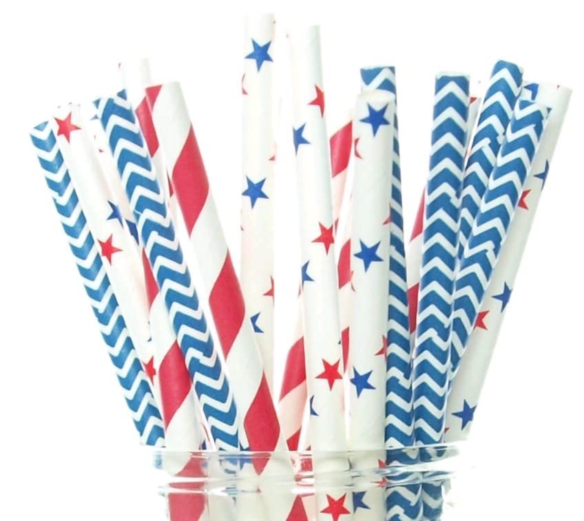 4th of July Straws USA Red, White & Blue Paper Part
