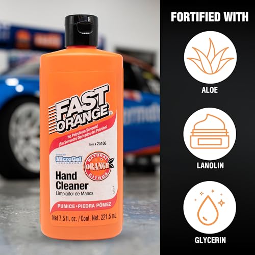 25108 Pumice Lotion, Heavy Duty Hand Cleaner, Natural Citrus Scent, Waterless Cleaner For Mechanics, Strong Grease Fighter, 7.5 oz