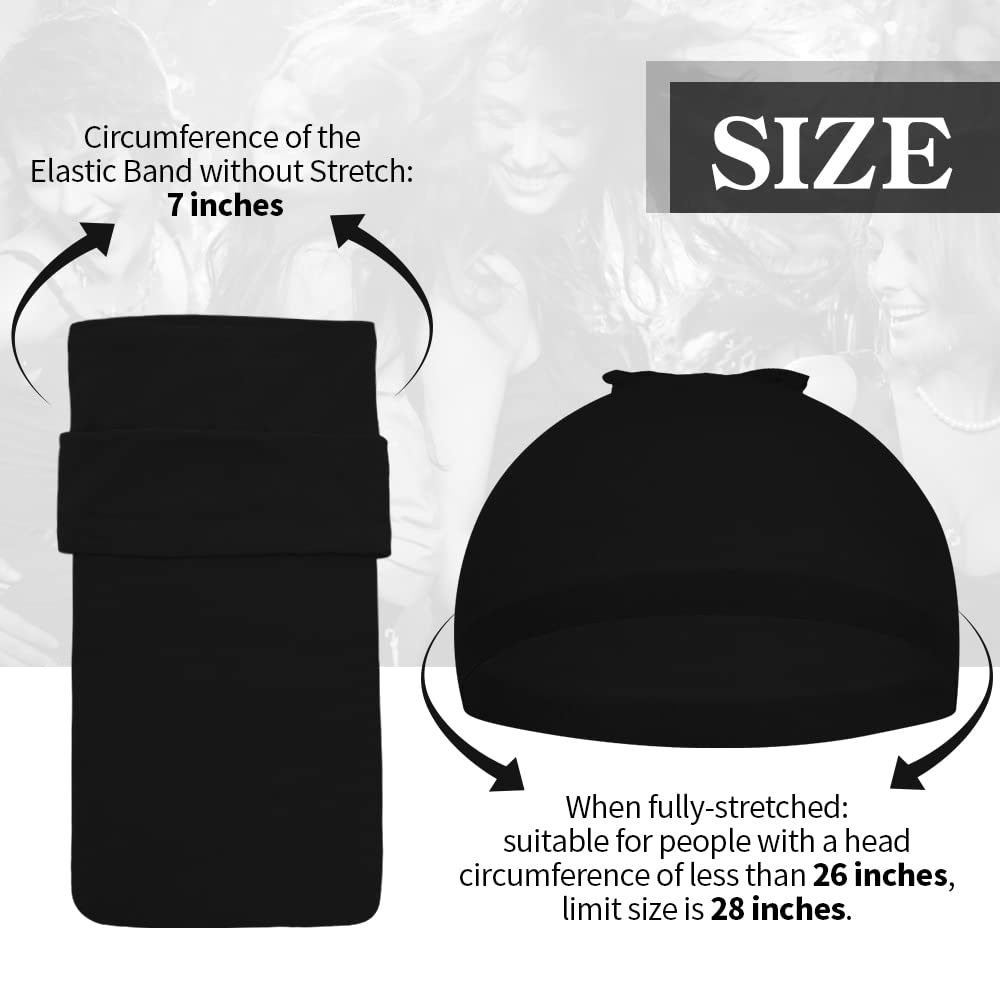 12 Pack Black Nylon Wig Caps, Stretchy Close End Stocking Wig Caps