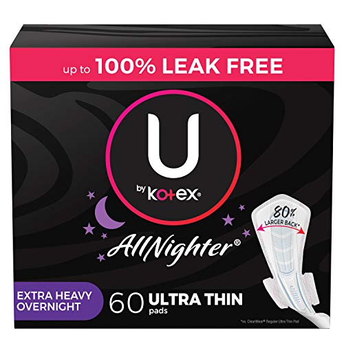 AllNighter Extra Heavy Overnight Feminine Pads with Wings, Ultra Thin, 60 Count (3 Packs of 20) (Packaging May Vary)