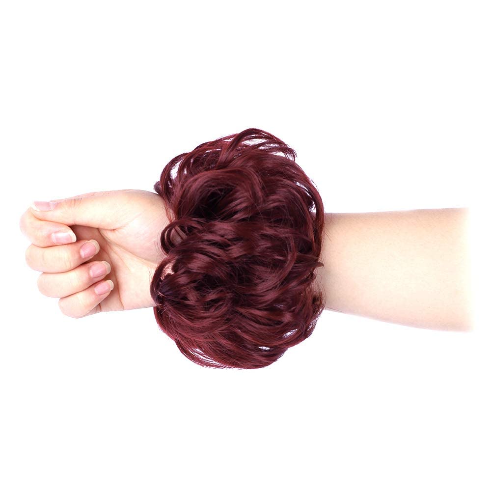 1PCS Messy Hair Bun Hair Scrunchies Extension Curly Wavy Messy Synthetic Chignon for Women Updo Hairpiece