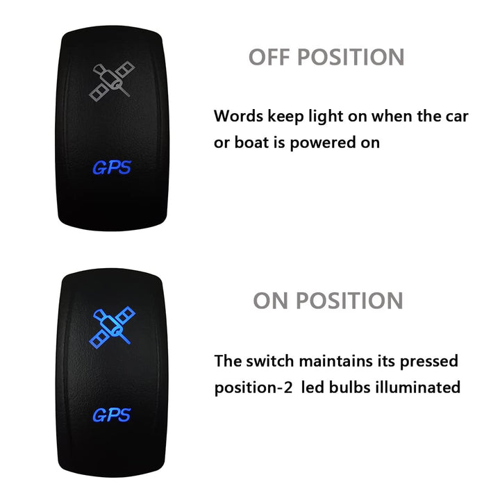 Blue Led GPS Rocker Switch with Jumper Wires 5Pin ON-Off Toggle Switch for The ARB/Carling/NARVA 4x4 Caravan Camper Dash Board 12V/20A 24V/10A