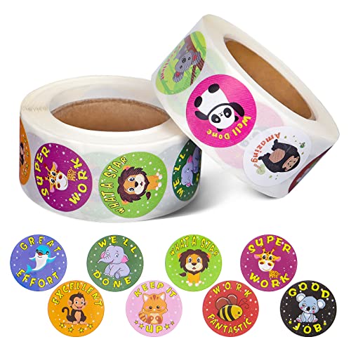 1000 Pcs Teacher Reward Stickers Rolls: Motivational Stickers for Kindergarten Preschool Elementary Teacher, Good Job Stickers for Classroom, Christmas ,1 Diameter (2 Rolls)