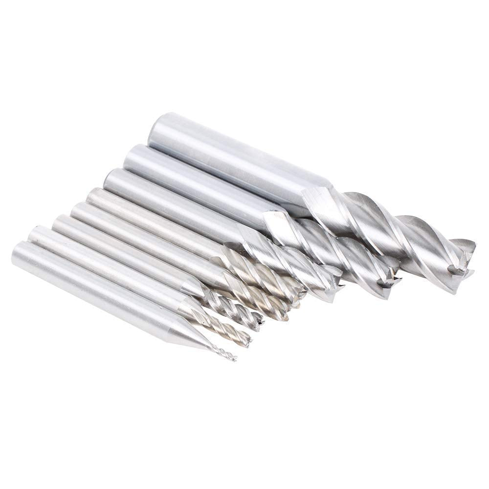 1/8 3/16 1/4 5/16 3/8 1/2 high Speed Steel HSS 4 Flute Straight End Mill Cutter 5/32 1/16 Set of 8