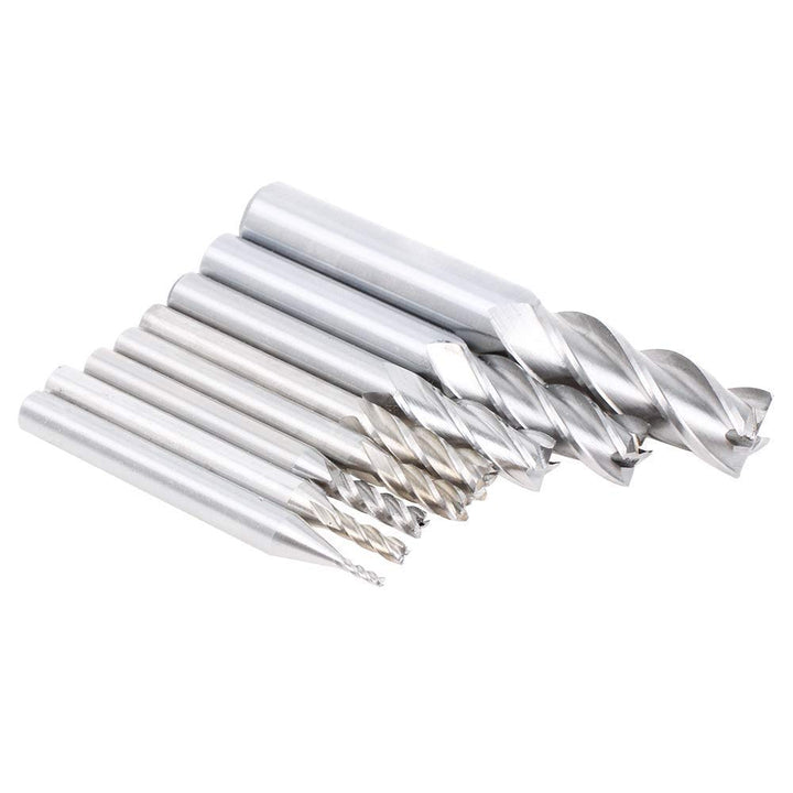 1/8 3/16 1/4 5/16 3/8 1/2 high Speed Steel HSS 4 Flute Straight End Mill Cutter 5/32 1/16 Set of 8