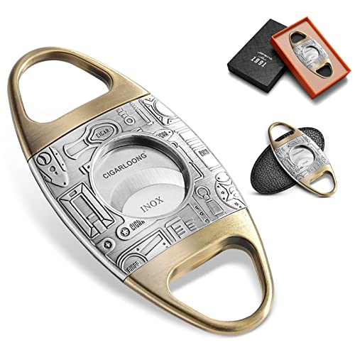 CIGARLOONG Cigar Cutter Bronze Engrave Stainless Steel 