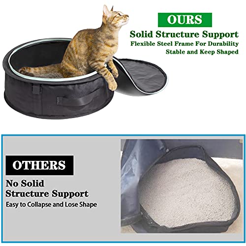 Barrpet Prevent Litter Scatter Design.Collapsible Portable Cat Litter Box with Lid and Handle Standard for Travel Light Weight Leak-Proof, Sturdy, Easy to Clean(17.7X17.7X5.9)
