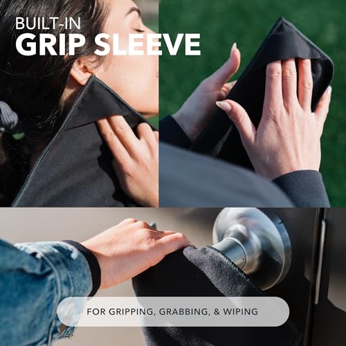 Microfiber Sweat Absorbing Handkerchief - Sport, Gym, Daily Use - for Hands, Face, Body - Machine Washable, Reusable - Men & Women - 15x15 (3 Pack, Black)