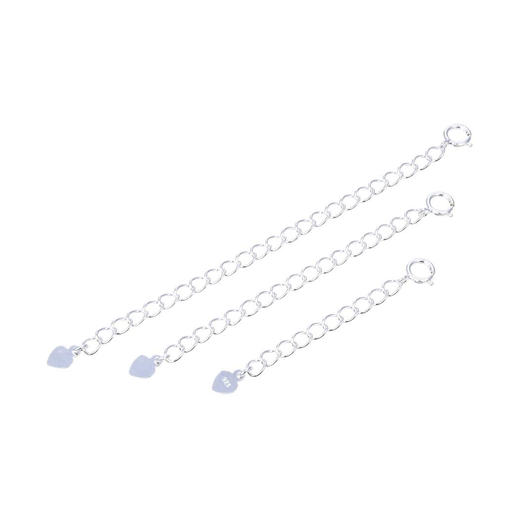 1 Set (3pcs) Adabele Authentic 925 Sterling Silver Chain Extender with Clasp Strong Removable Adjustable 2 4 6 inch Extension for Necklace Bracelet Anklet Jewelry Making SS301-246