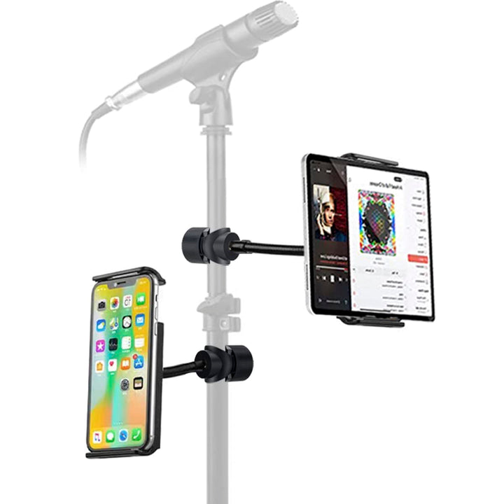 JCWINY Flexible Metal Tube Tablet Stand for Microphone Stand, Compatible with 4.7-12.9 Inch Devices, Easy Installation, No Tools Required