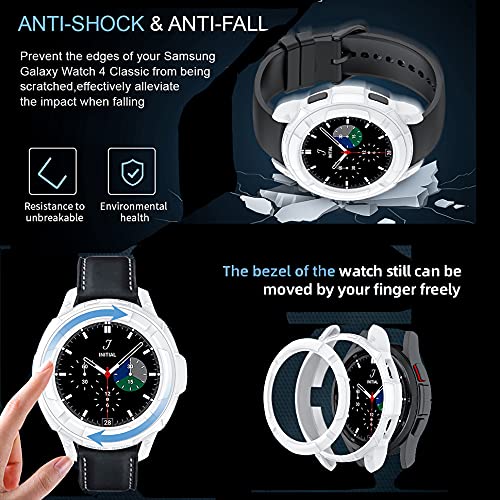 Compatible with Samsung Galaxy Watch 4 Classic Case 46mm, Protective Edge Case with Bezel Ring Cover Case Frame for Galaxy Watch 4 Classic 46mm (Black/Blue/Red/White/Green, Watch4 Classc 46mm)