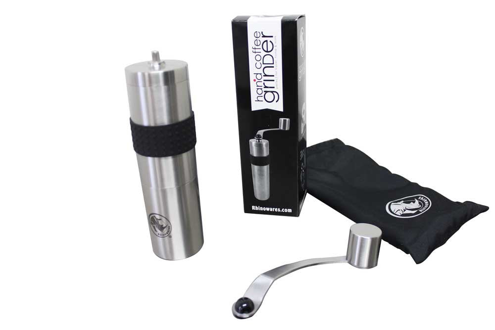 Rhino Coffee Gear Hand Coffee Grinder, Silver