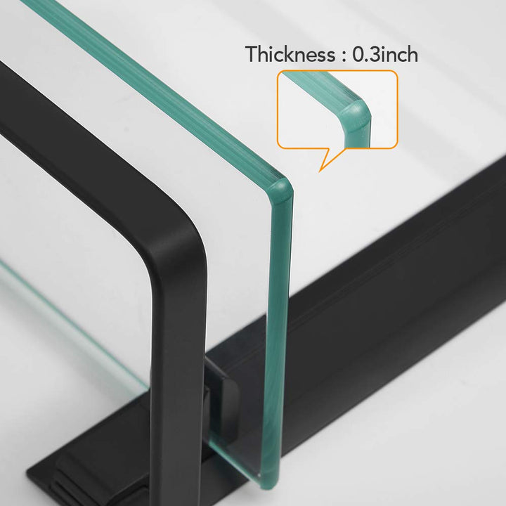 Heavy Duty Lavatory Glass Bathroom Shelf, 2 Tier Tempered Glass Shower Shelves with Towel Bar Wall Mounted, Shower Storage 15 by 5 inches, Matte Black Finish/Aluminum