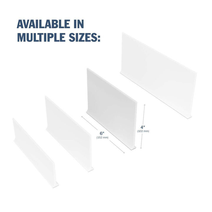 Apothecary Products Magnetic Shelf Divider, For Vitamins, Books, Food and More, 6 in x 4 in, White