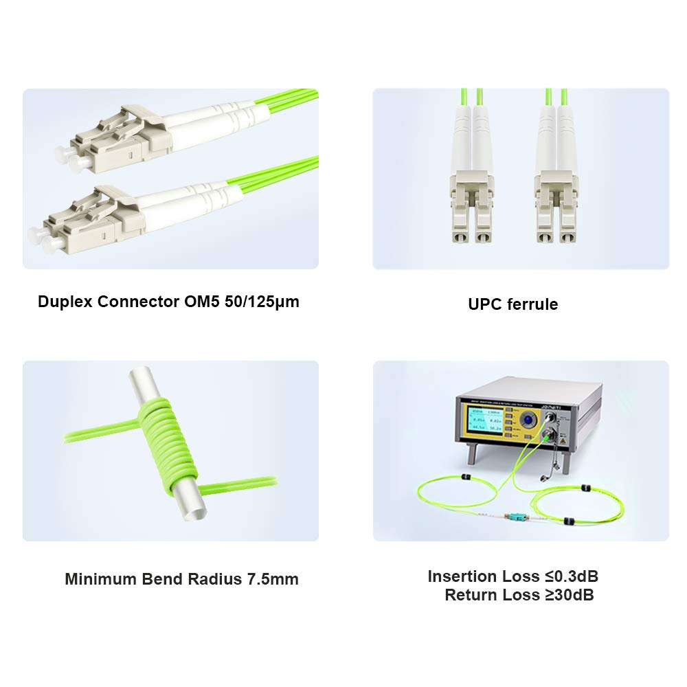 FLYPROFiber 1M/3ft OM5 LC to LC Fiber Patch Cable, Leng