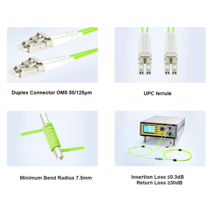 FLYPROFiber 1M/3ft OM5 LC to LC Fiber Patch Cable, Leng