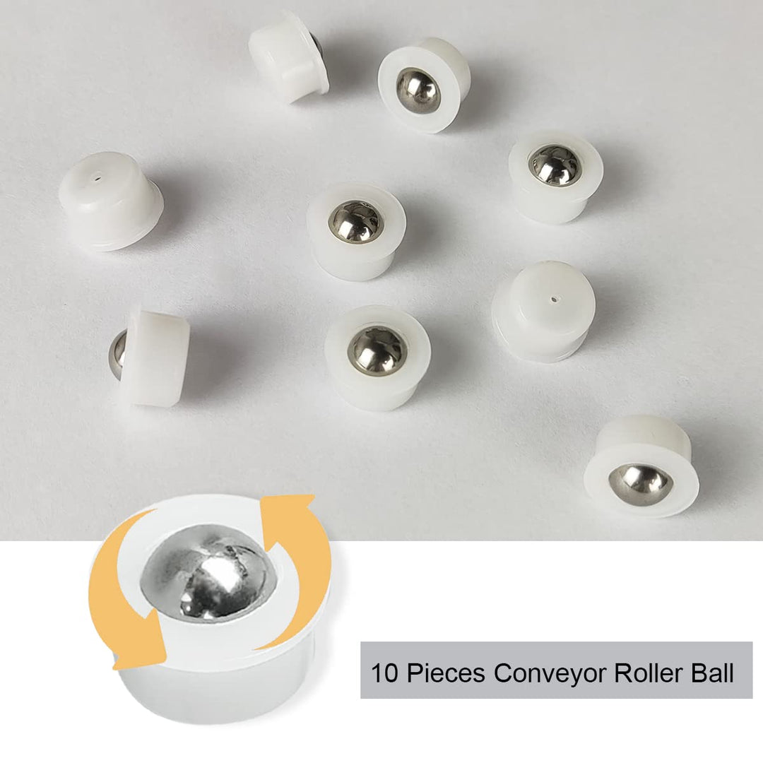 10 Pieces Mini Ball Transfer Bearing Table Conveyor Roller Ball for Transmission, Furniture,Wheelchair 1/3inch(Nylon and Stainless Steel)